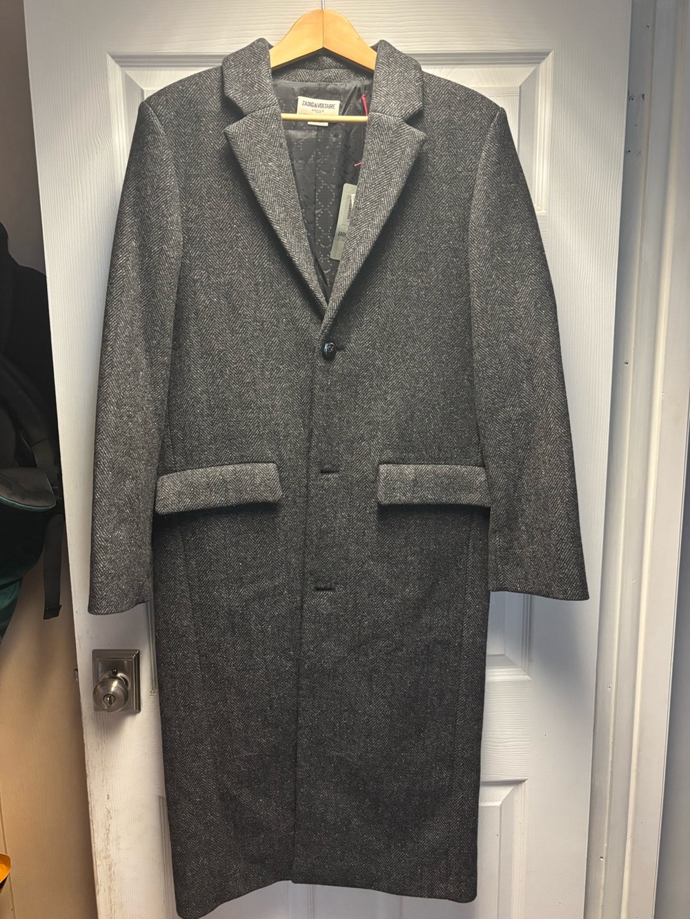 NWT Zadig & Voltaire Gray Womans Wool-Blend Overcoat